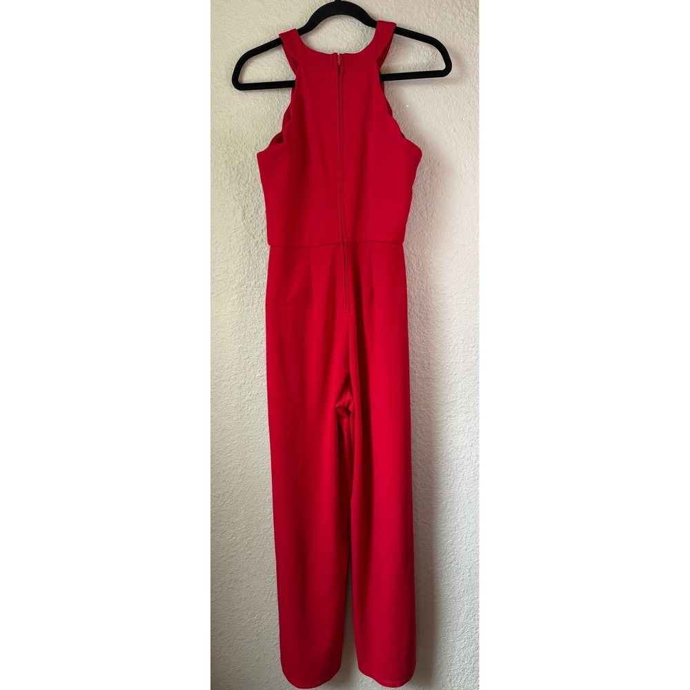 Red Halter Wide-Leg Jumpsuit - Picture 5 of 7